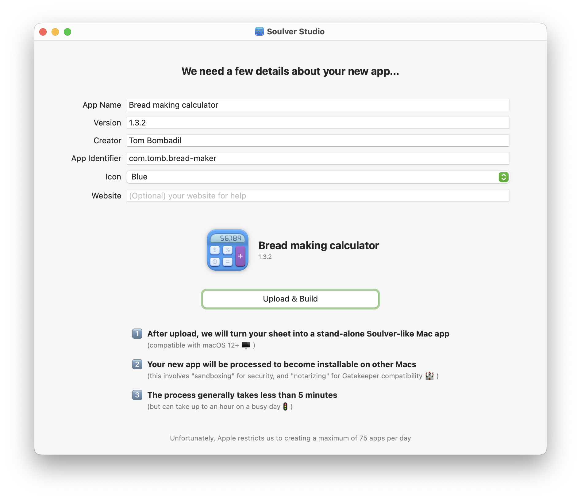 Écran de configuration de Soulver Studio